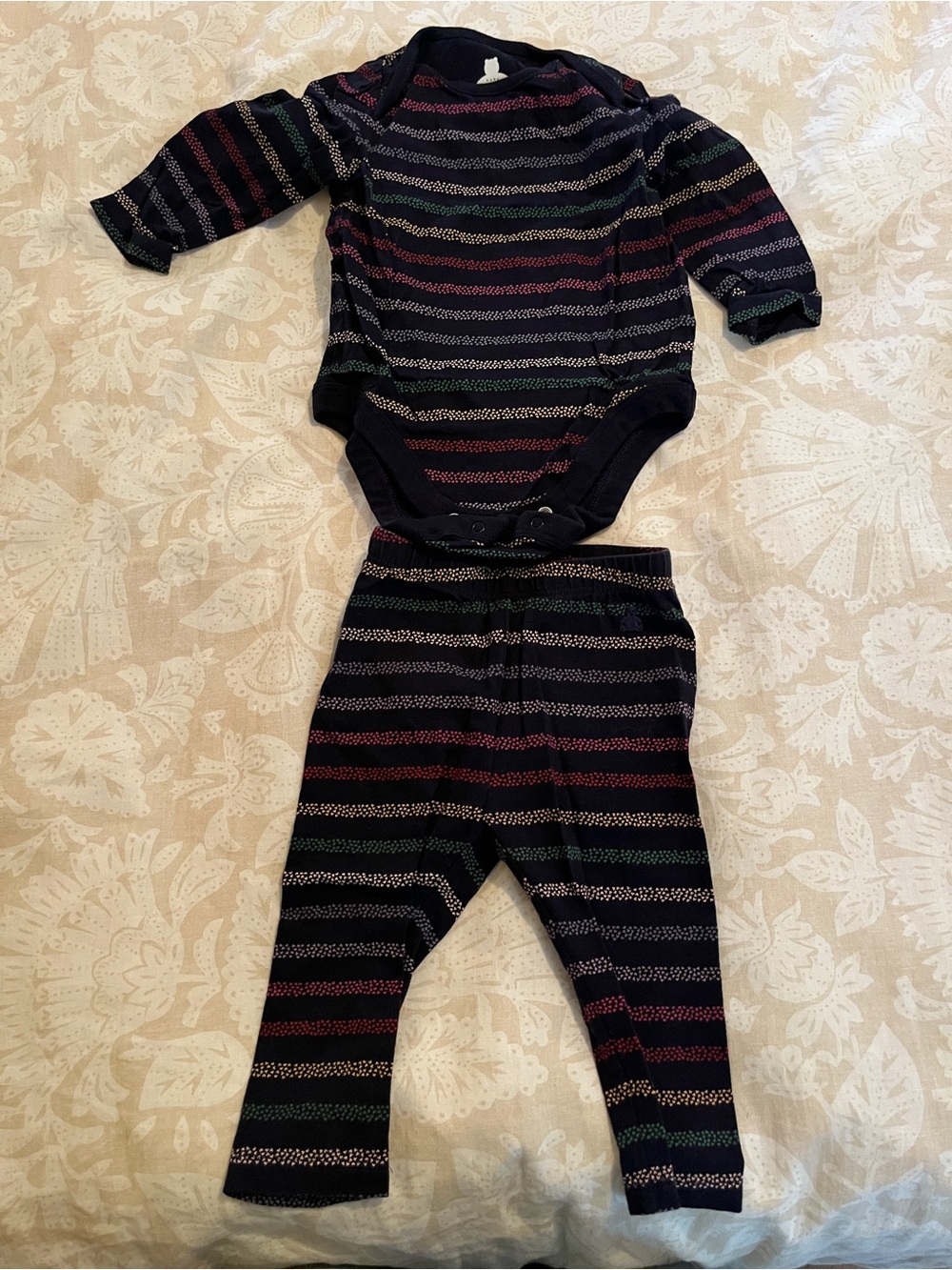 GAP Navy Baby Matching Set with Rainbow Stripes